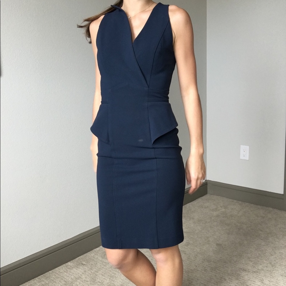 Blue peplum dress size 0 Cue (small burn) - Picture 5 of 7